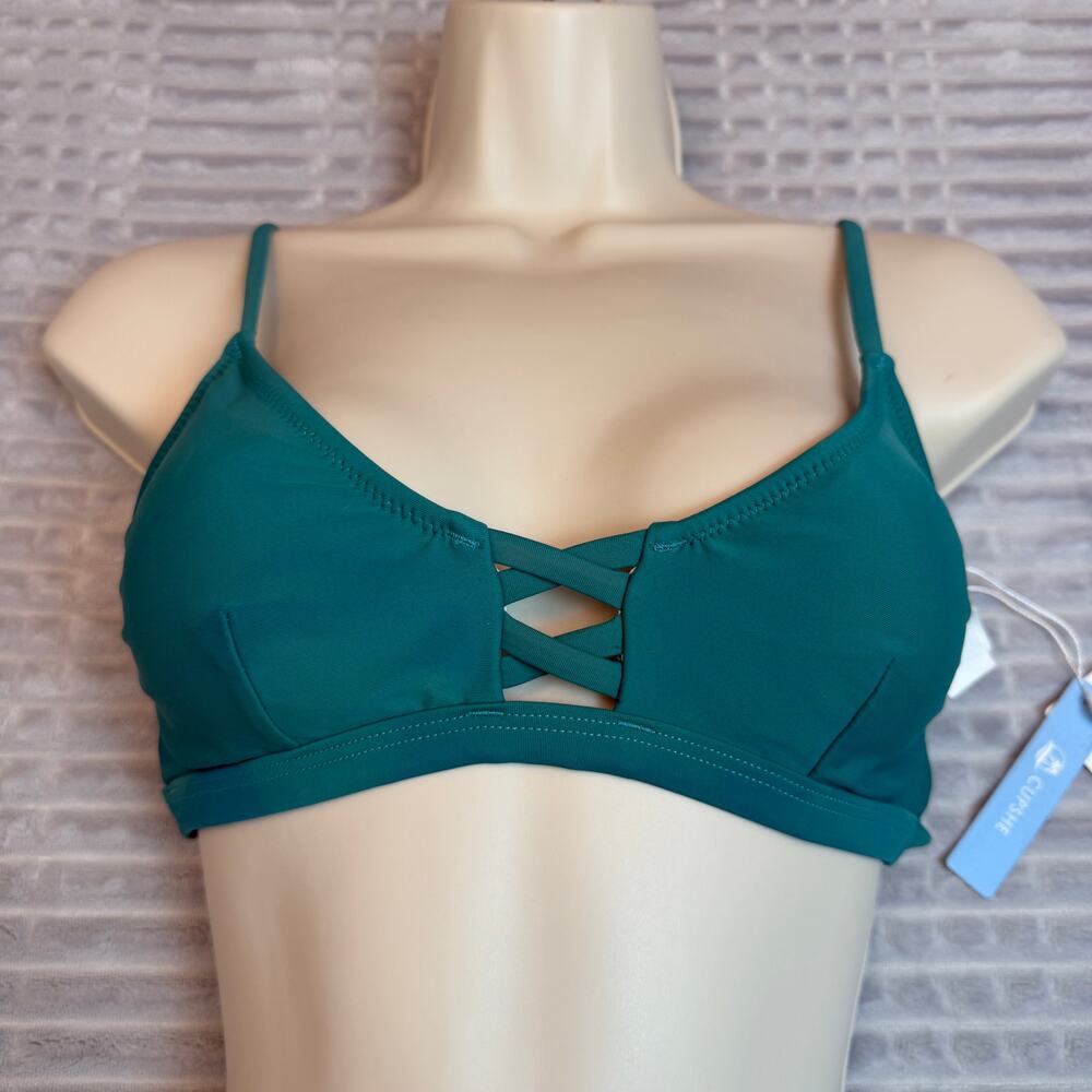 NWT Womens Cupshe Teal Bikini Top Bathing Suit Small